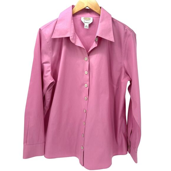 Talbots Tops - Talbots Blouse Womens 12 W Pink Button Up Long Sleeve Wrinkle Resistant Vintage
